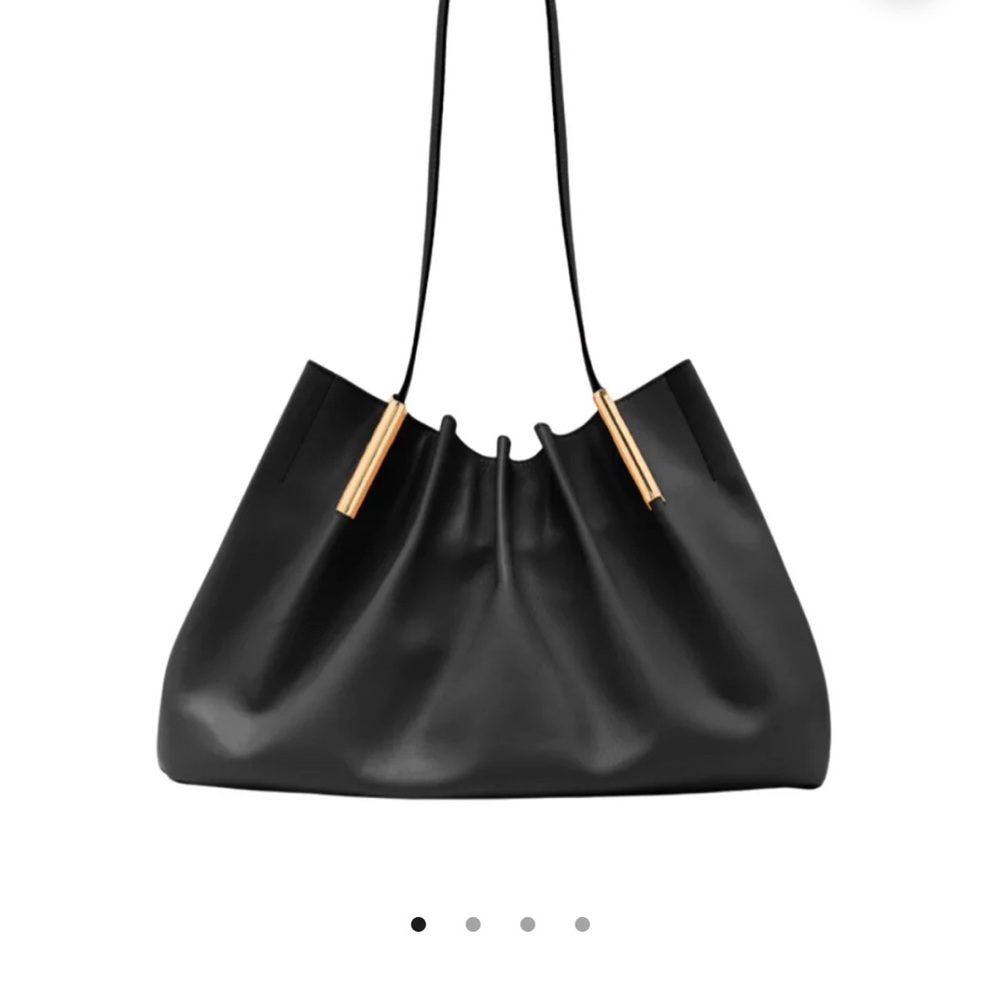 Ulla Johnson Black Leather Shoulder Bag with Gold Accents